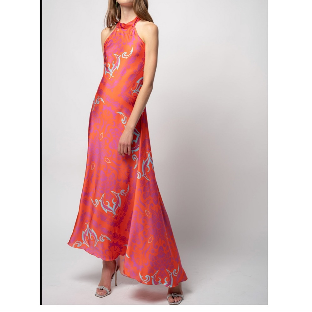 Pinko long sleeveless satin dress
